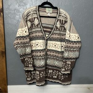 Vintage button down cardigan sweater lambs wool 2XL